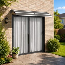 Door Canopy Black 240x75cm Polycarbonate Window Awning Outdoor Shelter Entrance