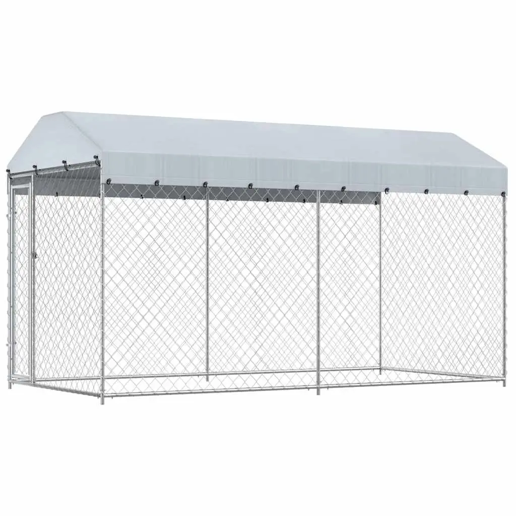 Dog Kennel Run Outdoor Heavy-duty Chain Link Enclosure with Canopy Top Large Size