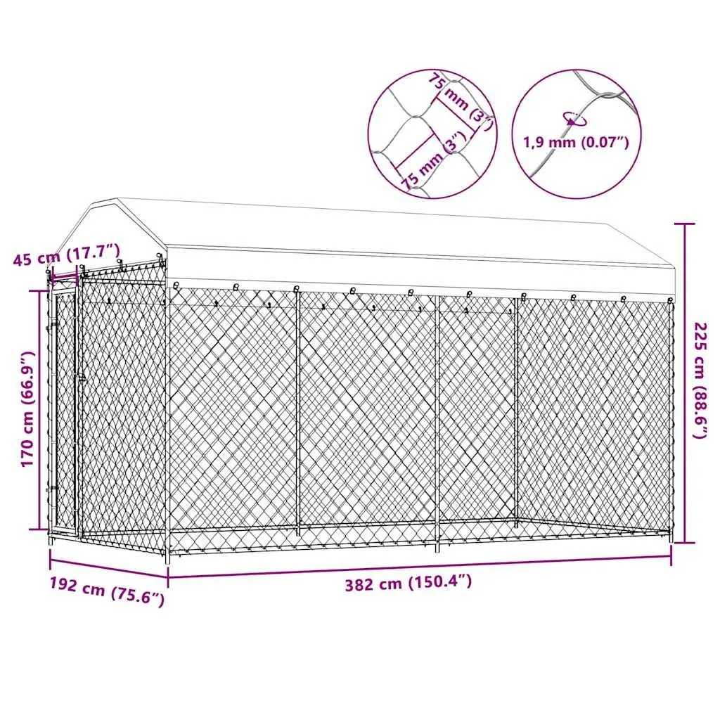 Dog Kennel Run Outdoor Heavy-duty Chain Link Enclosure with Canopy Top Large Size
