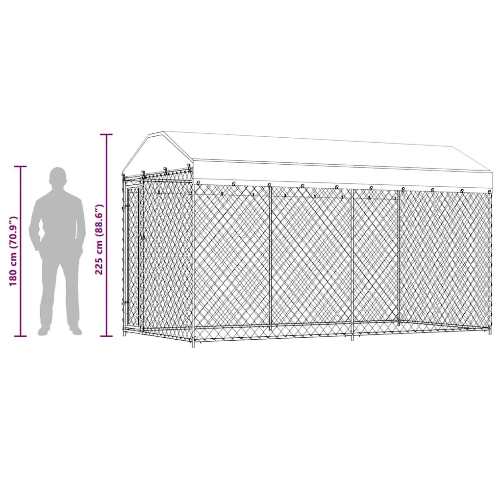 Dog Kennel Run Outdoor Heavy-duty Chain Link Enclosure with Canopy Top Large Size