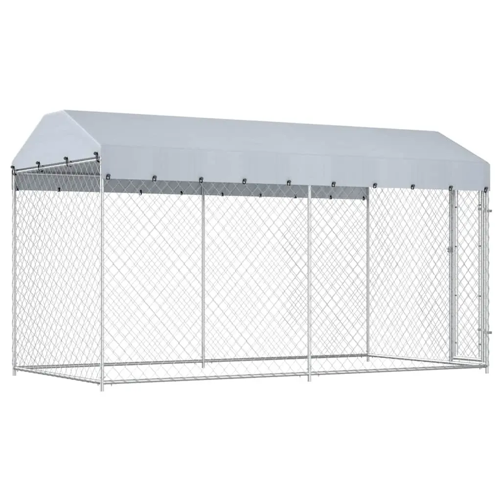 Dog Kennel Run Outdoor Heavy-duty Chain Link Enclosure with Canopy Top Large Size