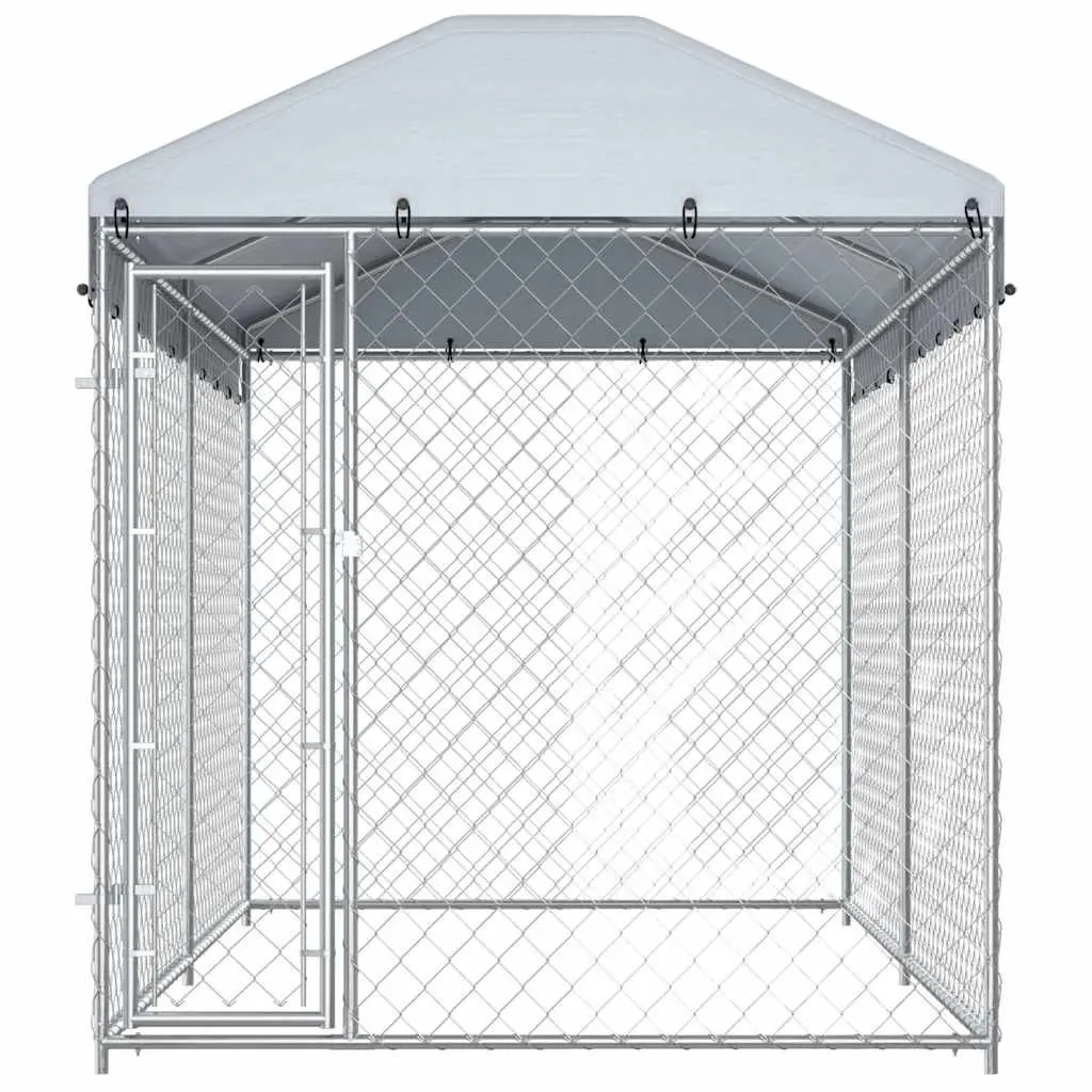 Dog Kennel Run Outdoor Heavy-duty Chain Link Enclosure with Canopy Top Large Size