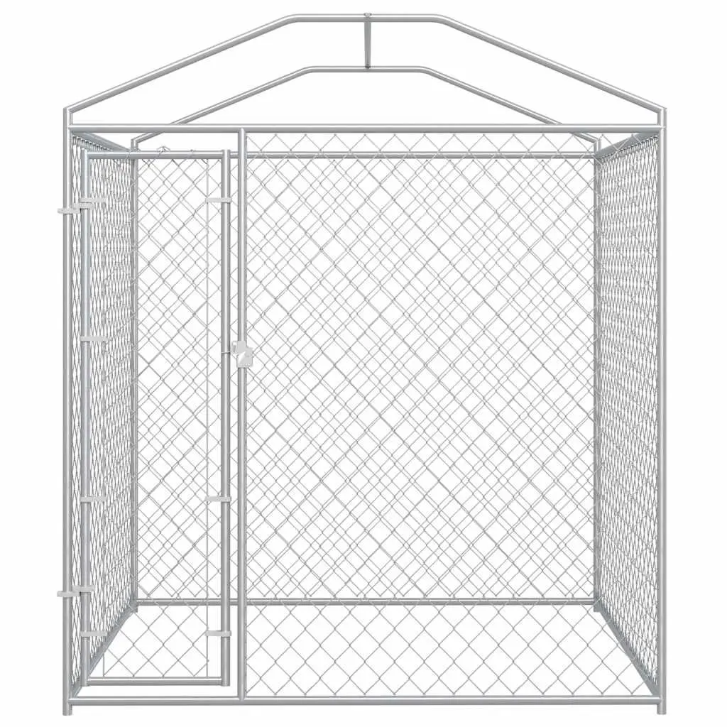 Dog Kennel Outdoor Exercise Playpen Canopy Top Silver 193x193x225cm