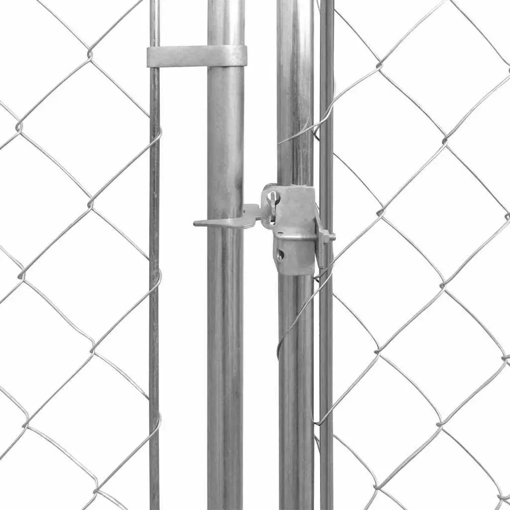 Dog Kennel Outdoor Exercise Playpen Canopy Top Silver 193x193x225cm