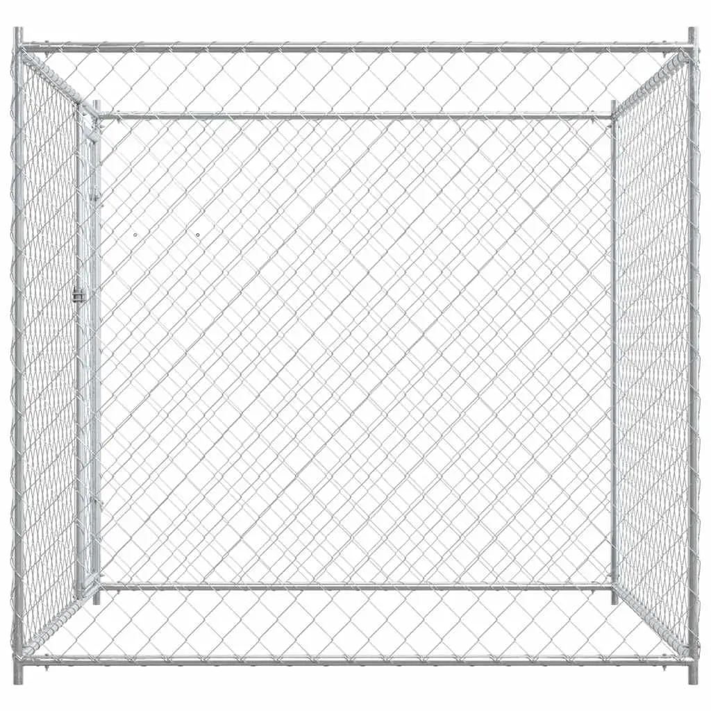 Dog Kennel Outdoor Large Exercise Enclosure Run Pen Silver 193 x 193 x 185 cm