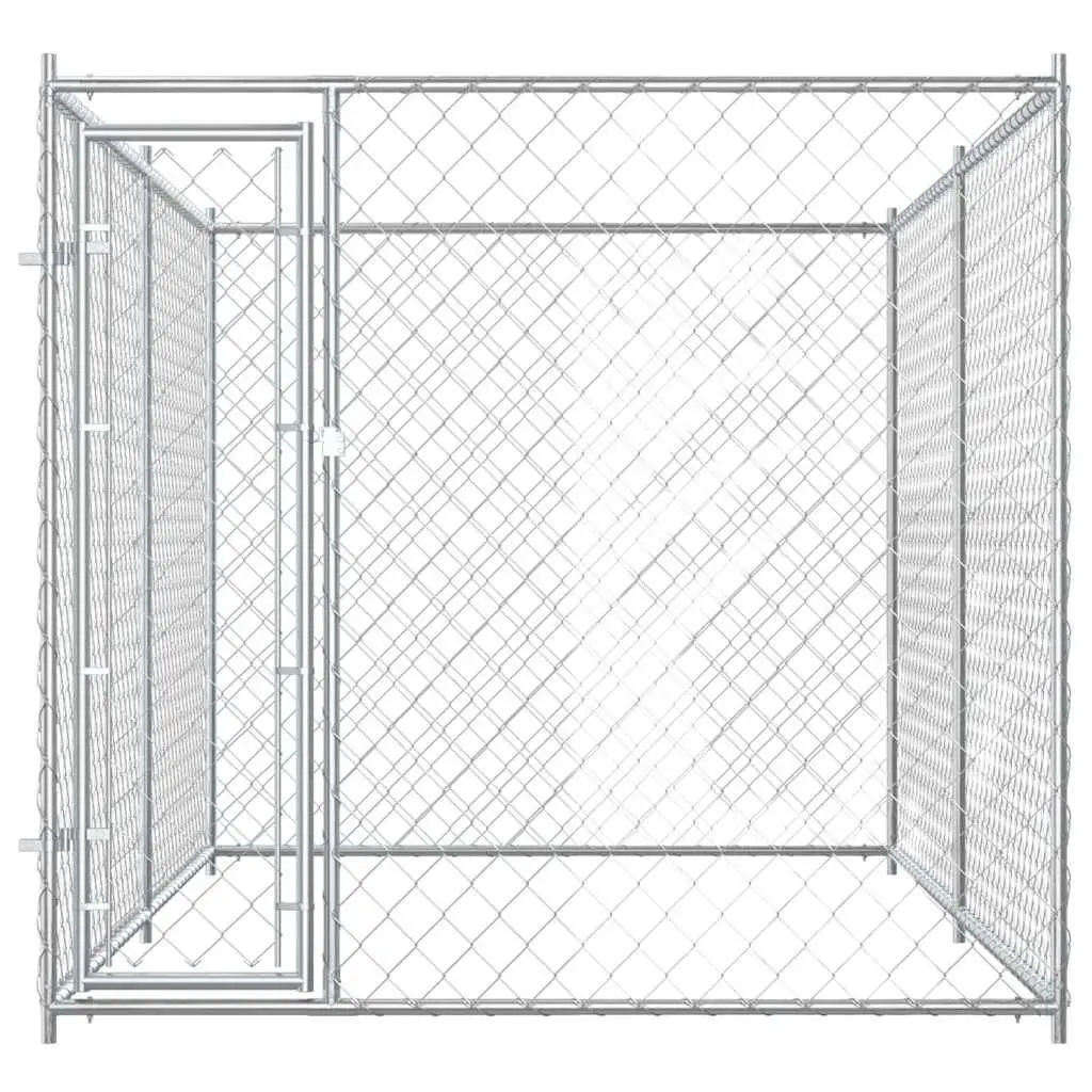 Dog Kennel Outdoor Large Exercise Enclosure Run Pen Silver 193 x 193 x 185 cm