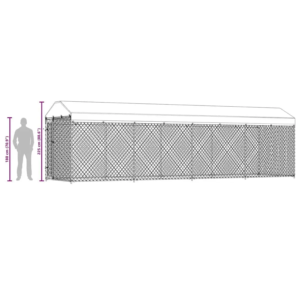 Dog Kennel Outdoor Large Enclosure Run Chain Link Mesh Roof 760 x 190 x 225 cm