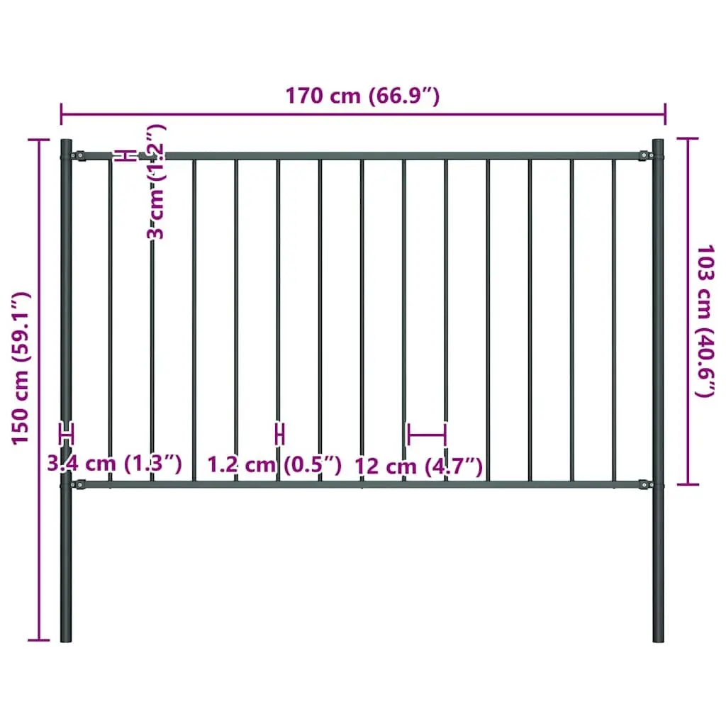 Steel Fence Panel Anthracite 1.7 x 1 m