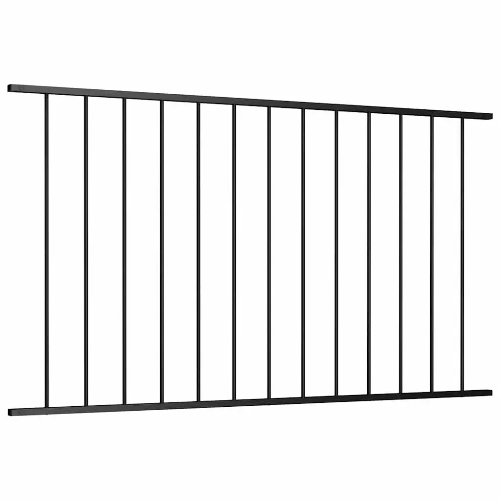 Steel Fence Panel Black Powder-Coated 1.7 x 1.17 m Garden Barrier Outdoor Screening