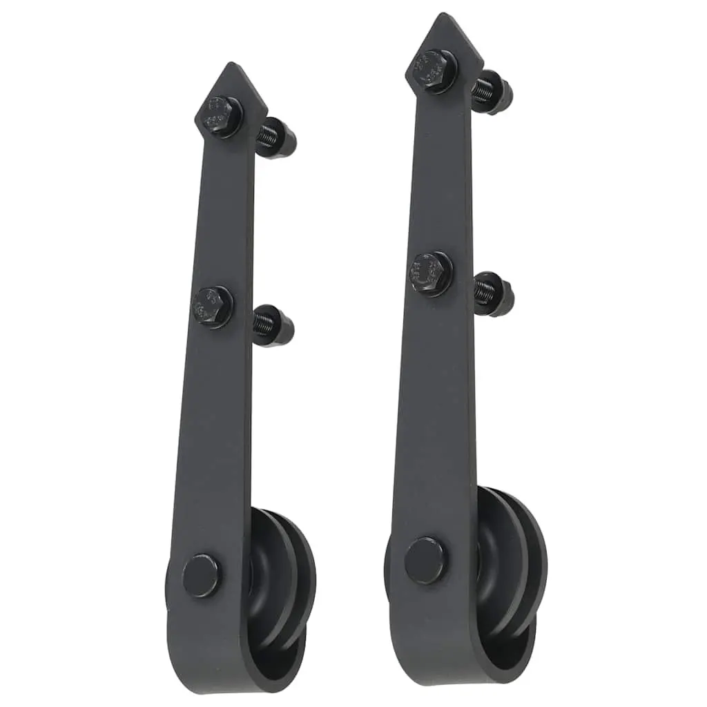 Sliding Door Hardware Kit Black 200cm Track Rail Roller