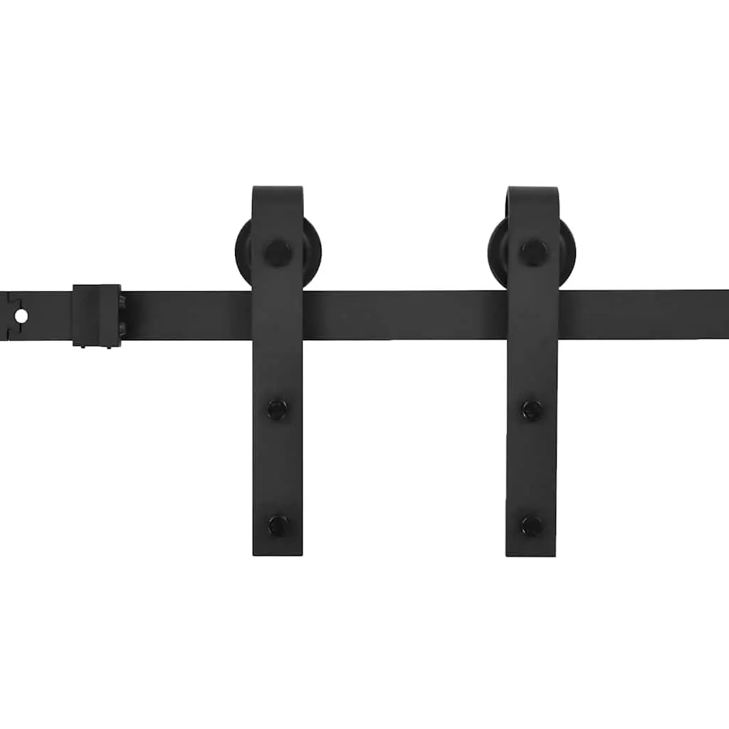 Sliding Door Hardware Kit Black Steel 183cm Track Rail Roller System