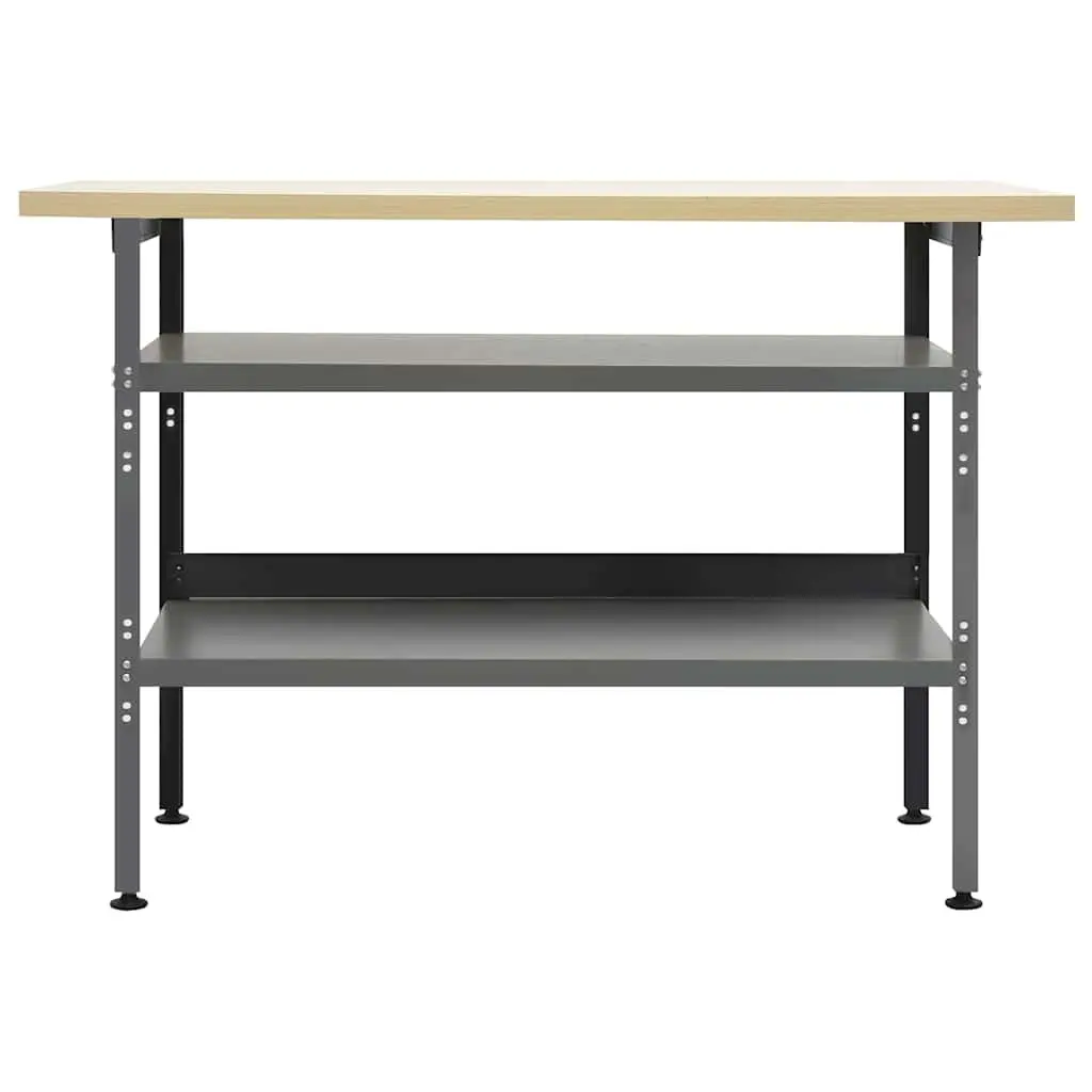Heavy-Duty Workbench Grey 120x60x85cm Steel Storage Shelves