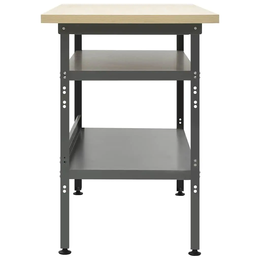 Heavy-Duty Workbench Grey 120x60x85cm Steel Storage Shelves