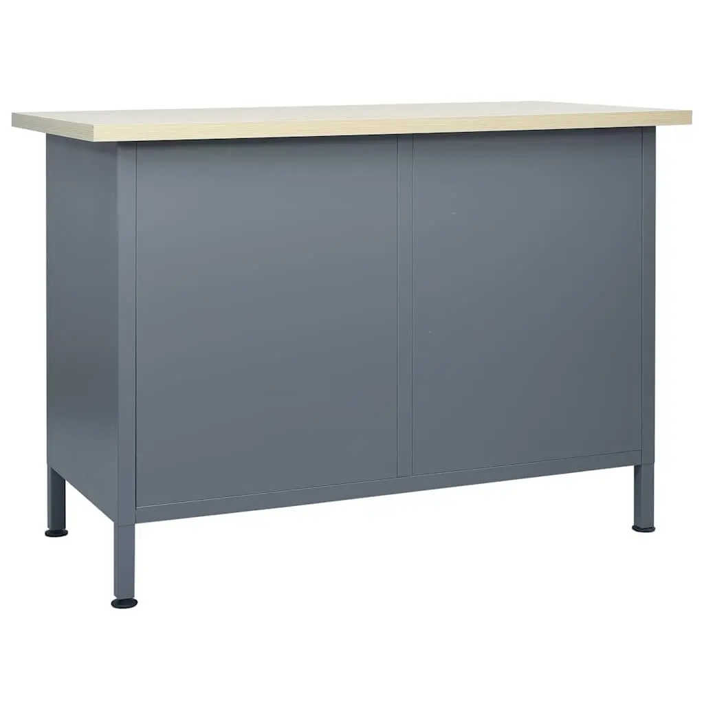 Heavy Duty Workbench with 2 Drawers and Lockable Cabinets 120x60x85 cm