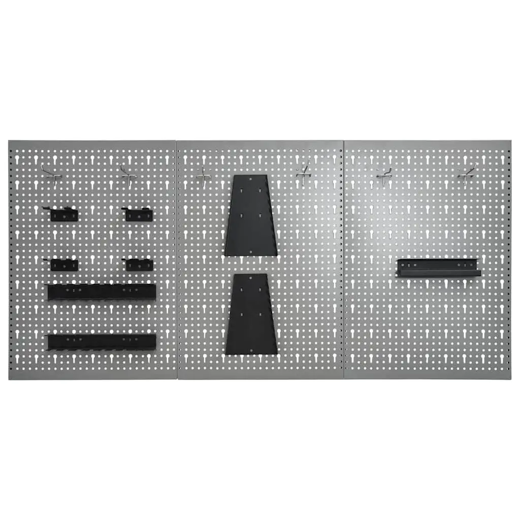 Wall-mounted Tool Pegboards Steel Panel 40x58 cm 3 Piece Storage Organisation