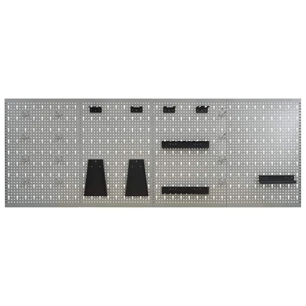 Wall-mounted Peg Boards Steel Tool Storage Organisation 40x58 cm Grey 4 Piece