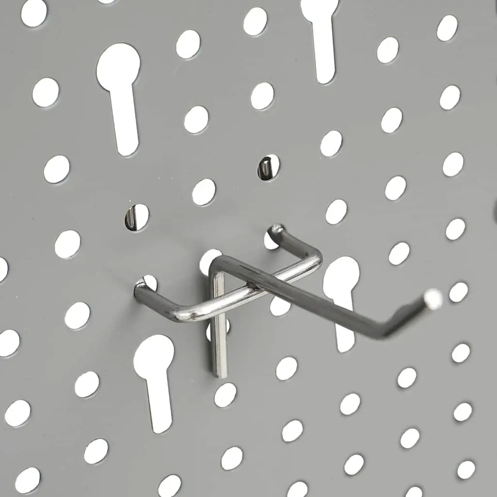 Wall-mounted Peg Boards Steel Tool Storage Organisation 40x58 cm Grey 4 Piece