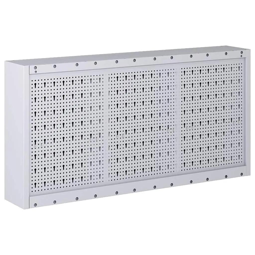 Metal Storage Organizer Wall Mounted Tool Cabinet with Adjustable Shelves and Lockable Doors in Industrial Grey and Black