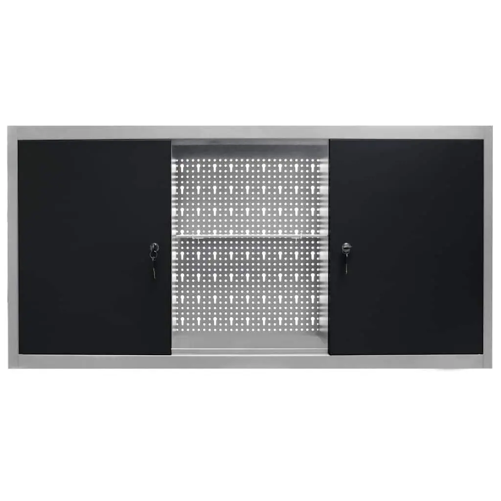 Wall Mounted Tool Cabinet Industrial Style Metal Storage Unit with Lockable