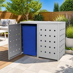 Double Wheelie Bin Shed 240L Stainless Steel Garbage Storage Enclosure Silver