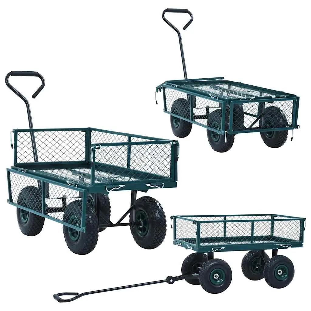 Garden Hand Trolley Heavy-Duty Steel Construction Pneumatic Wheels