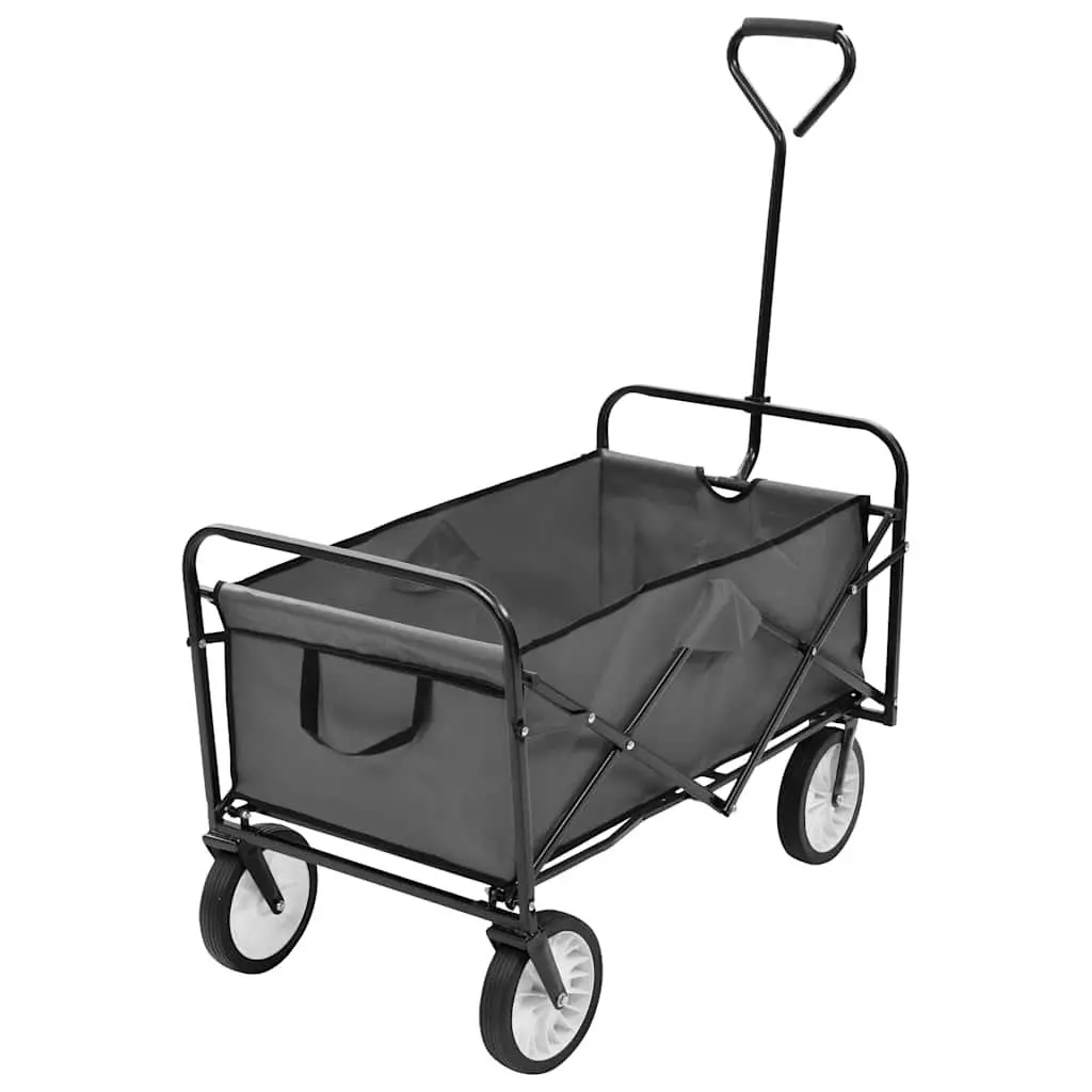 Folding Hand Trolley Garden Wagon Steel Frame Oxford Fabric 75kg Capacity