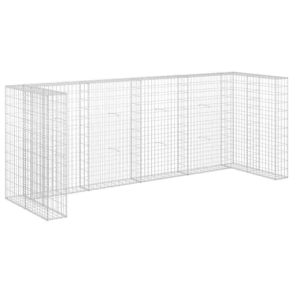 Gabion Wall Garbage Bin Enclosure Silver Steel Mesh 320x100x120 cm