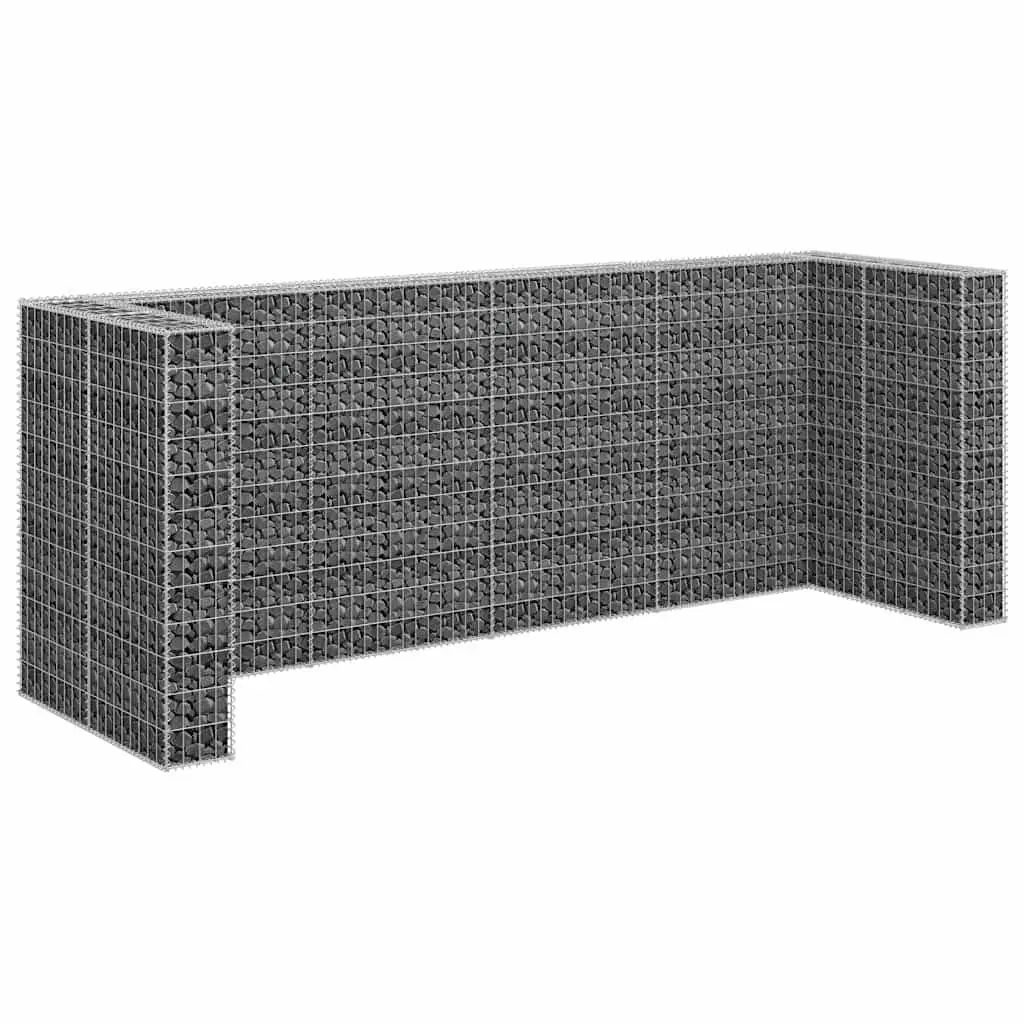 Gabion Wall Garbage Bin Enclosure Silver Steel Mesh 320x100x120 cm