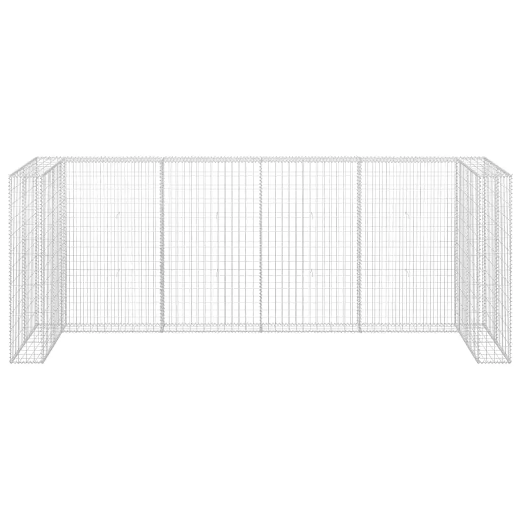 Gabion Wall Garbage Bin Enclosure Silver Steel Mesh 320x100x120 cm