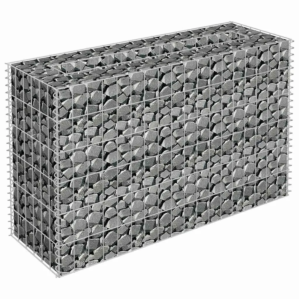 Gabion Raised Bed Planter Silver Metal Garden Border Flower Box 90x30x60cm