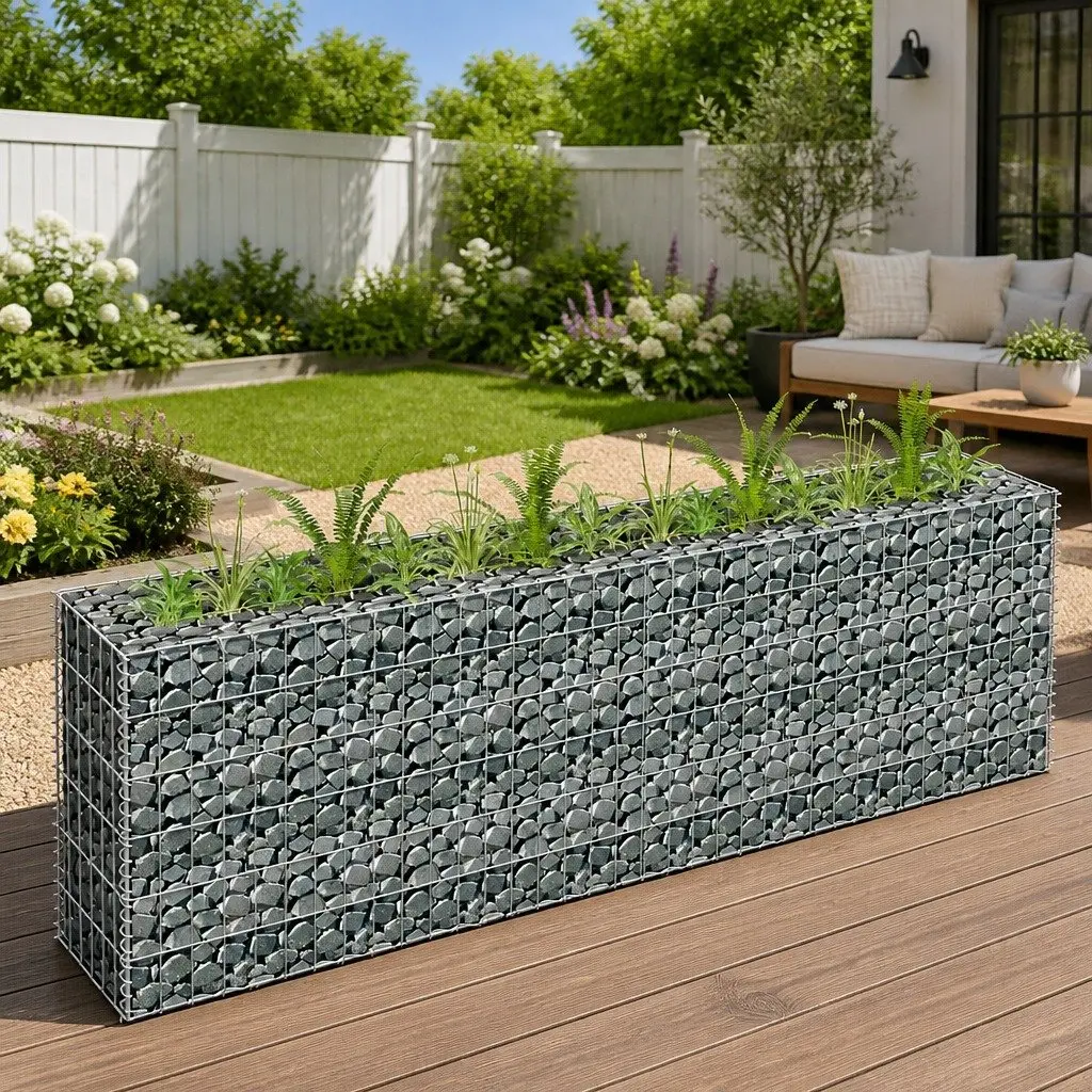 Raised Garden Bed Galvanised Steel Silver 180x30x60cm Mesh Grid Planter