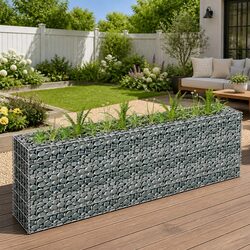Gabion Raised Garden Bed Galvanised Steel 180x30x60cm Silver Planter Border