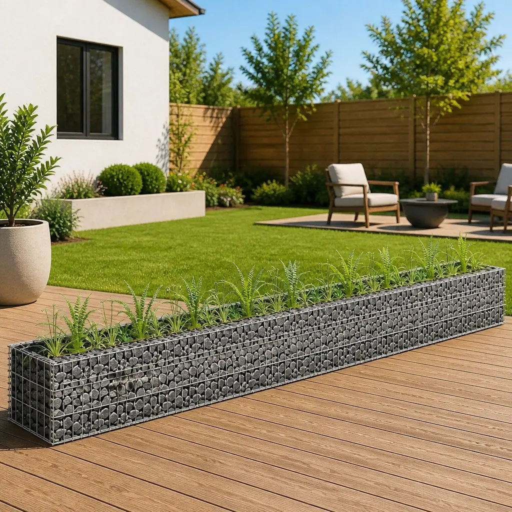 Gabion Raised Garden Bed Planter Box Galvanised Steel 360x30x30 cm