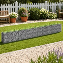 Gabion Raised Bed Silver Galvanised Steel Garden Planter Border Box 450x30x60cm