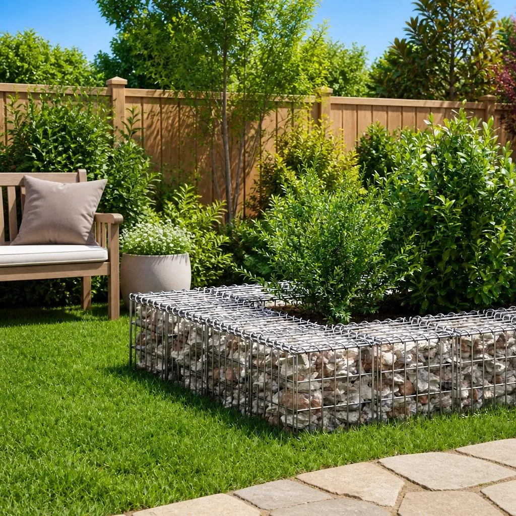 Cube Gabion Raised Bed Garden Planter Steel Wire 30x30x30cm Silver