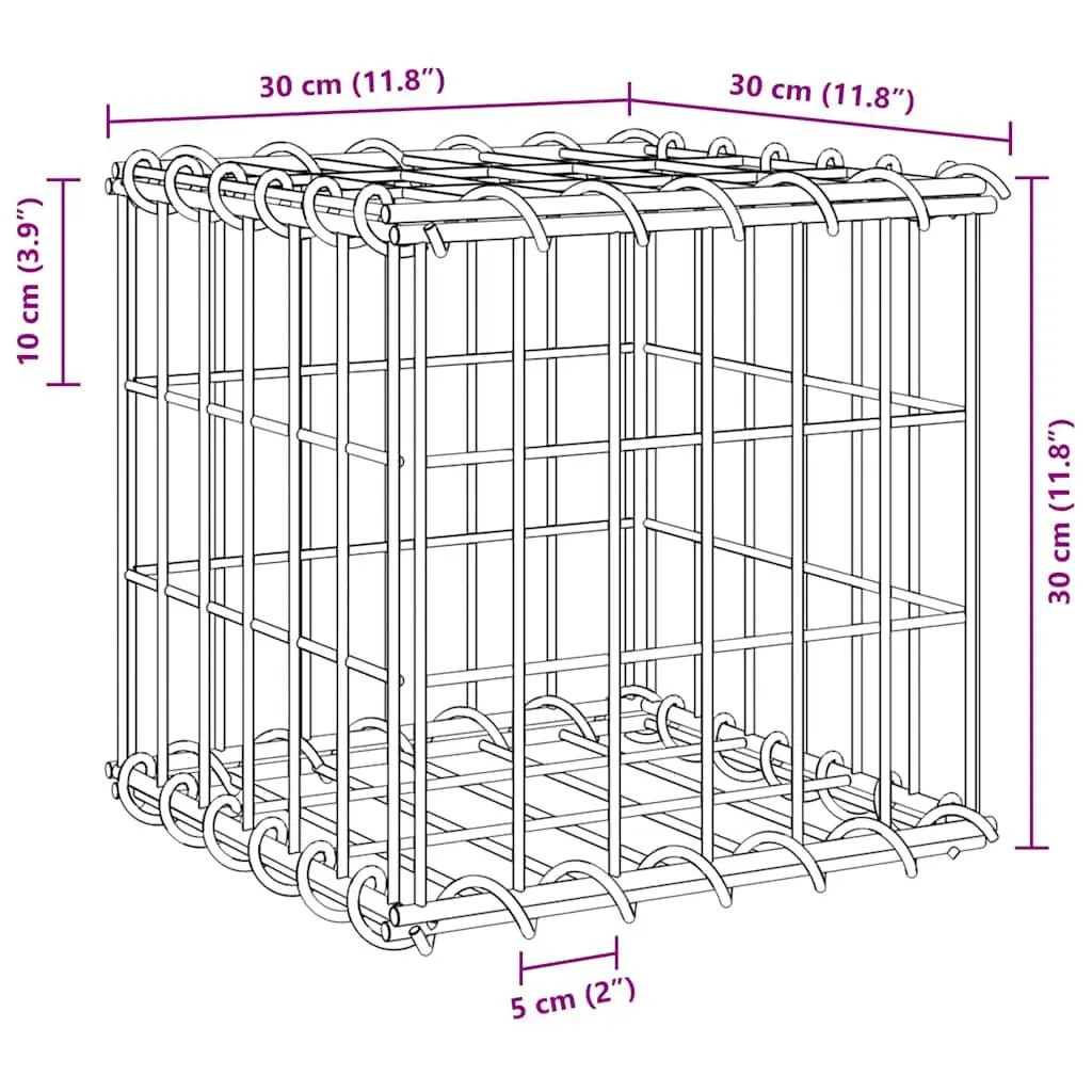 Cube Gabion Raised Bed Garden Planter Steel Wire 30x30x30cm Silver