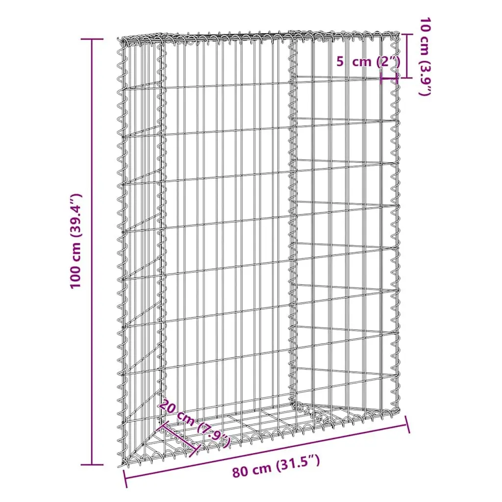 Gabion Raised Bed Trapezium Shape Galvanised Steel 100 x 20 x 100 cm