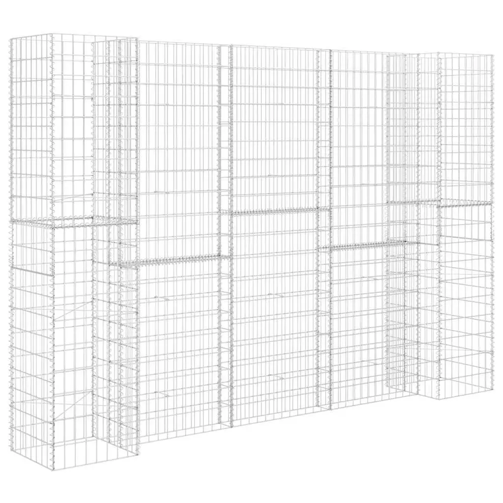 Steel Wire Gabion Planter Frame H-Shaped 260x40x200cm Silver