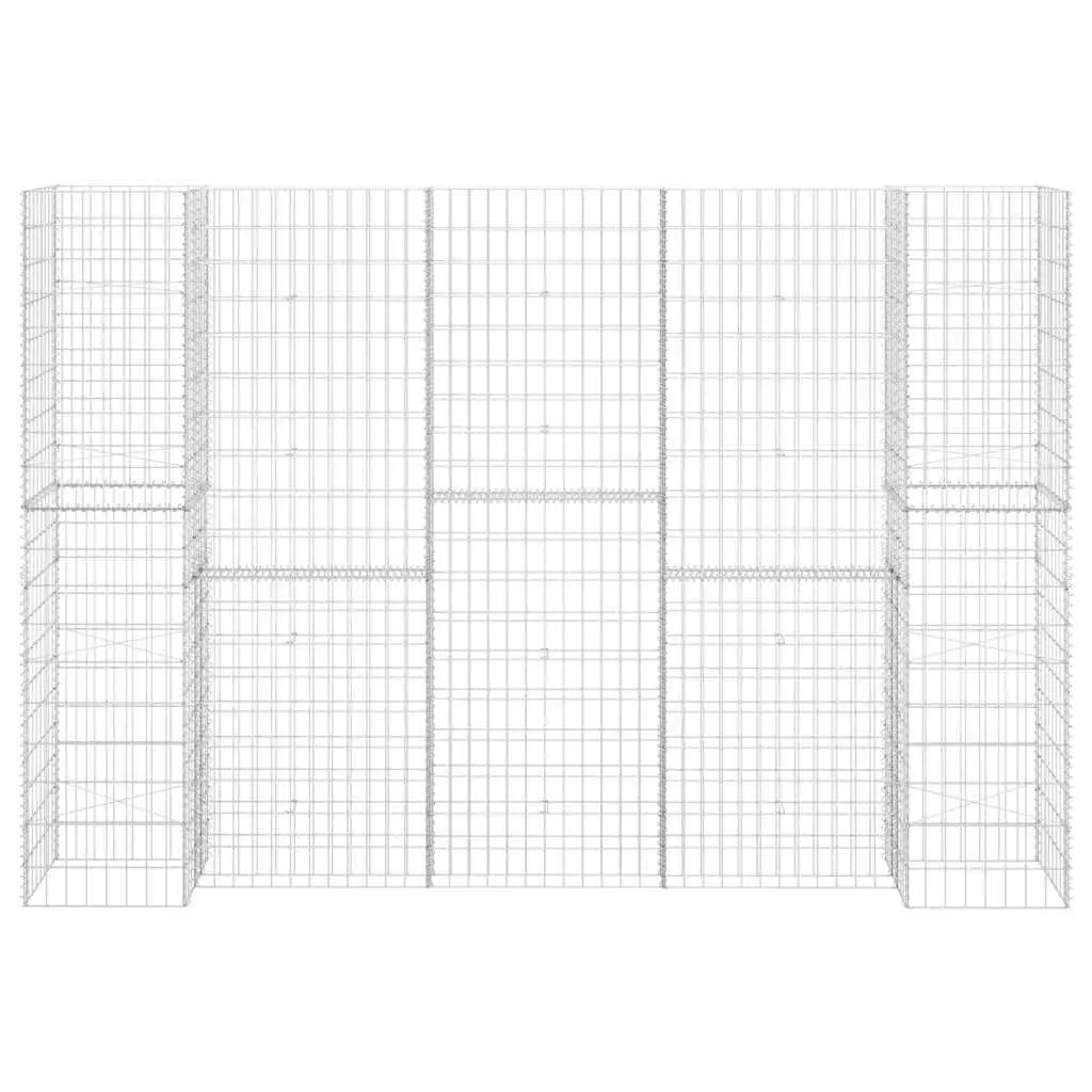 Steel Wire Gabion Planter Frame H-Shaped 260x40x200cm Silver
