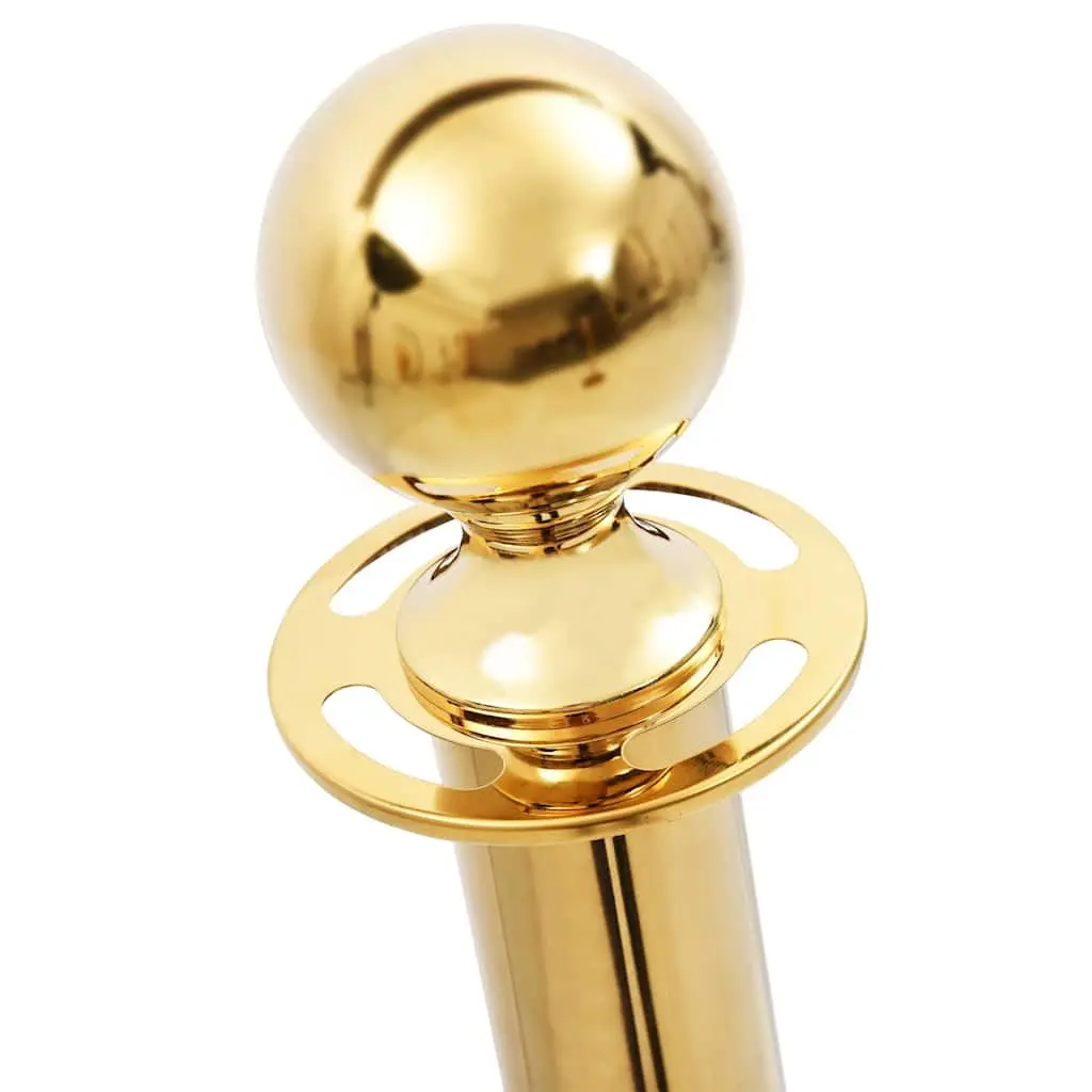Stanchion Set Stainless Steel Gold 3 Piece VIP Queue Barrier Posts