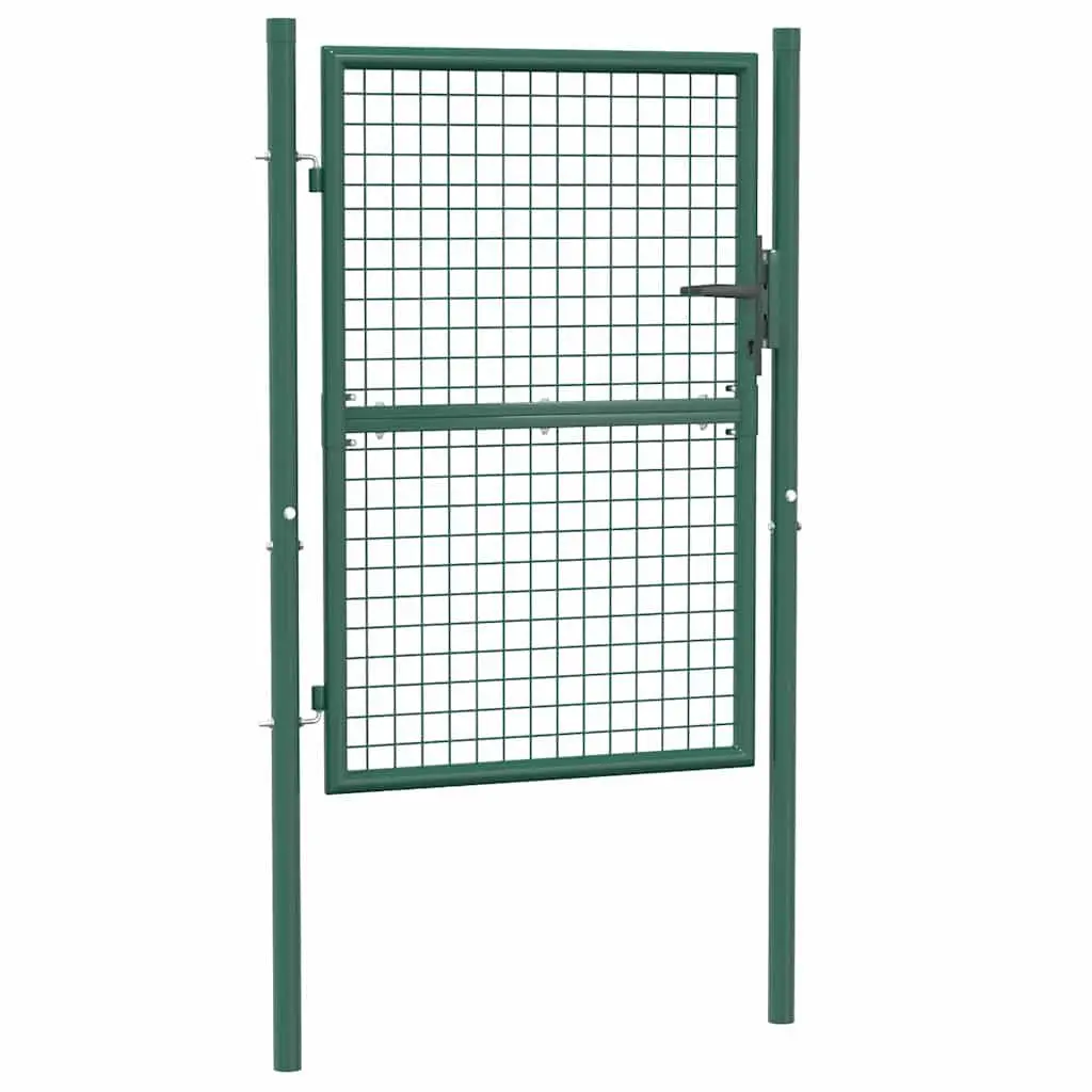 Heavy Duty Steel Garden Gate Green 100x125cm Durable Entryway Barrier