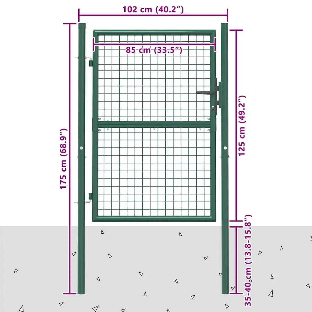 Heavy Duty Steel Garden Gate Green 100x125cm Durable Entryway Barrier