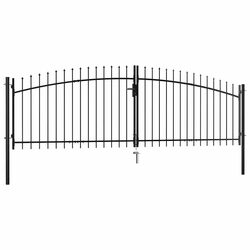 Friendly Double Door Garden Gate Design 400x199.5cm Black Steel