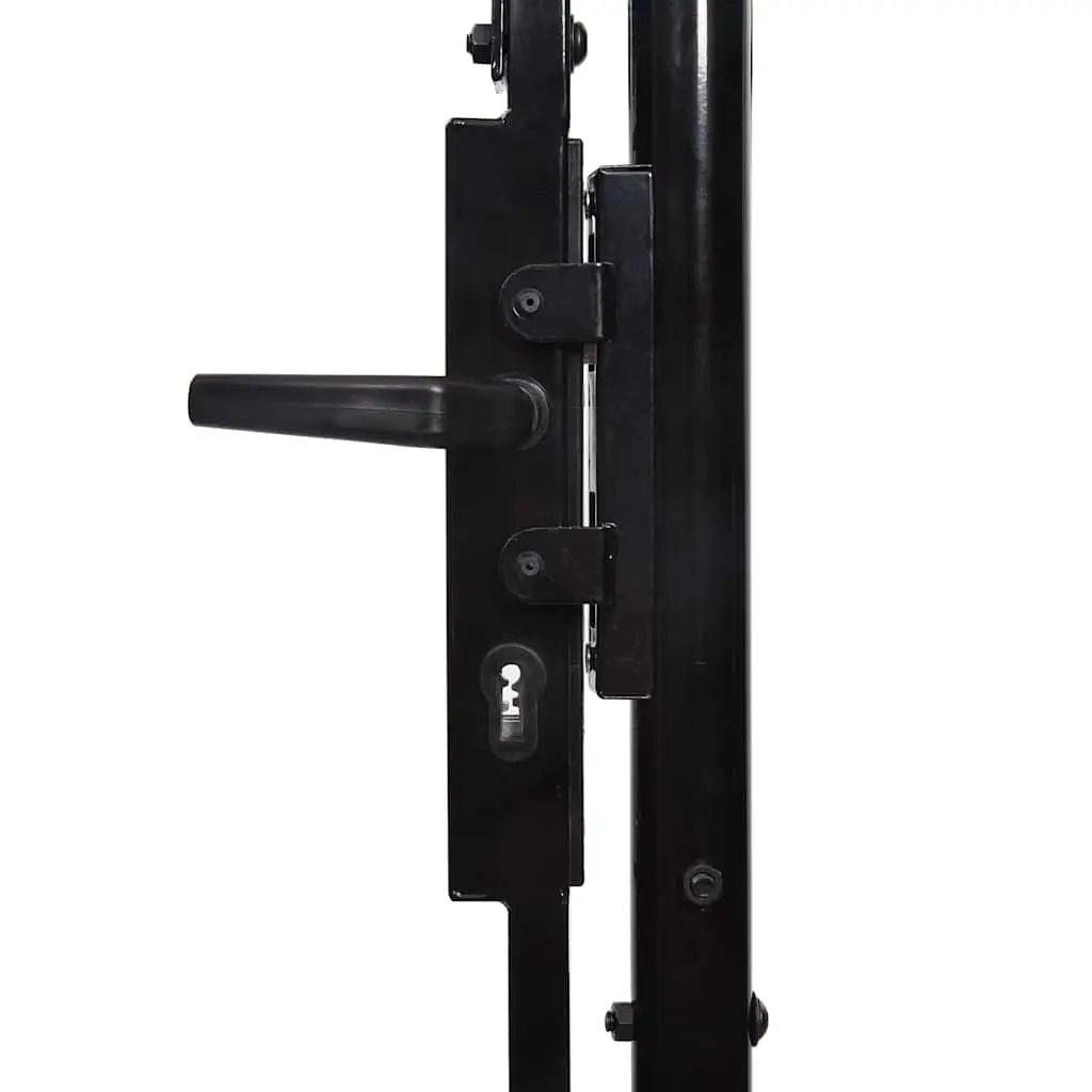 Double Door Fence Gate Spear Top Black Garden Barrier Privacy Screen 400x249.5cm