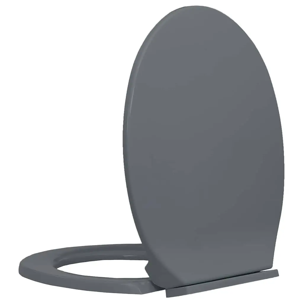 Grey Oval Soft-Close Toilet Seat Standard Bowl Quick Install Top Mount Hinges
