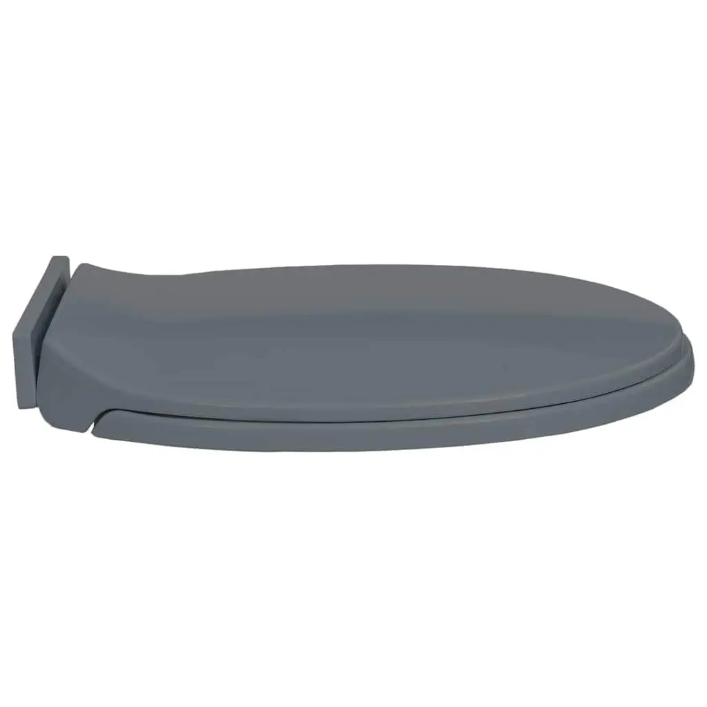 Grey Oval Soft-Close Toilet Seat Standard Bowl Quick Install Top Mount Hinges