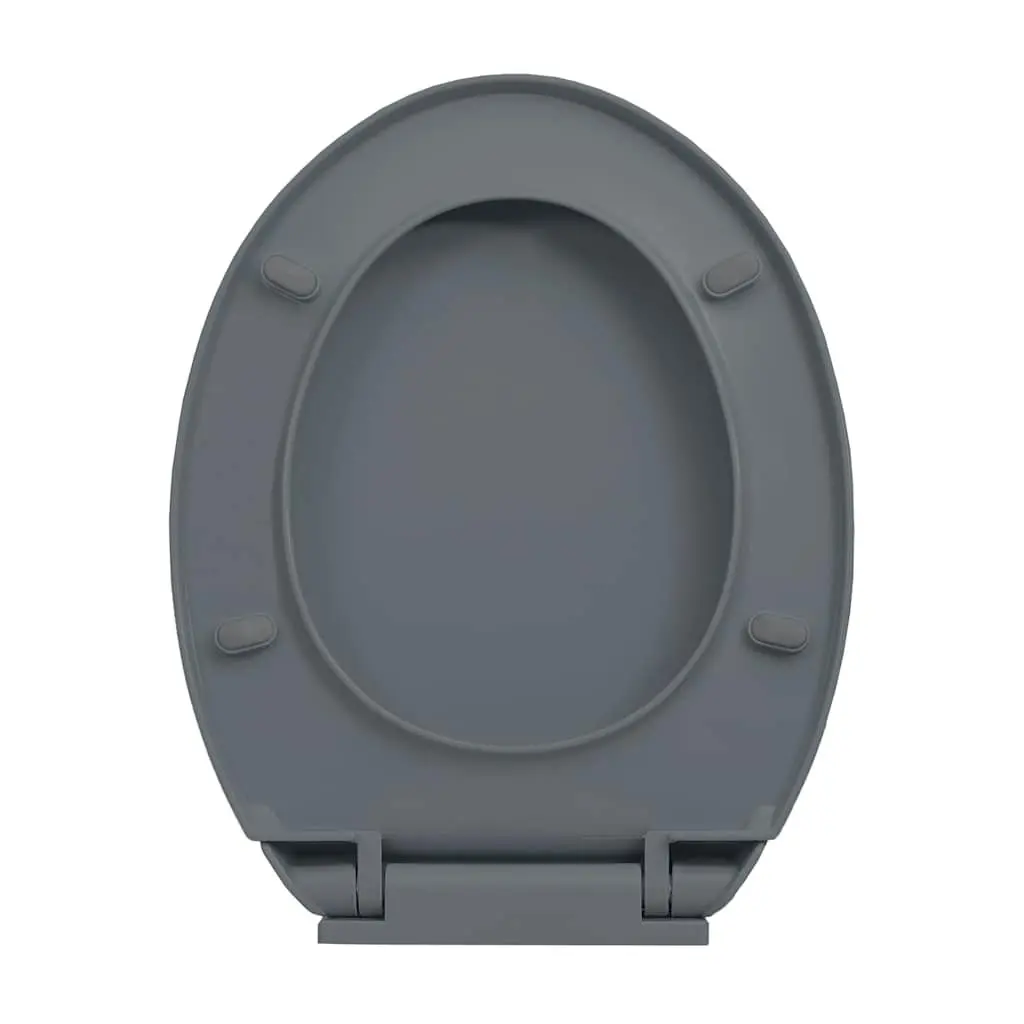 Grey Oval Soft-Close Toilet Seat Standard Bowl Quick Install Top Mount Hinges