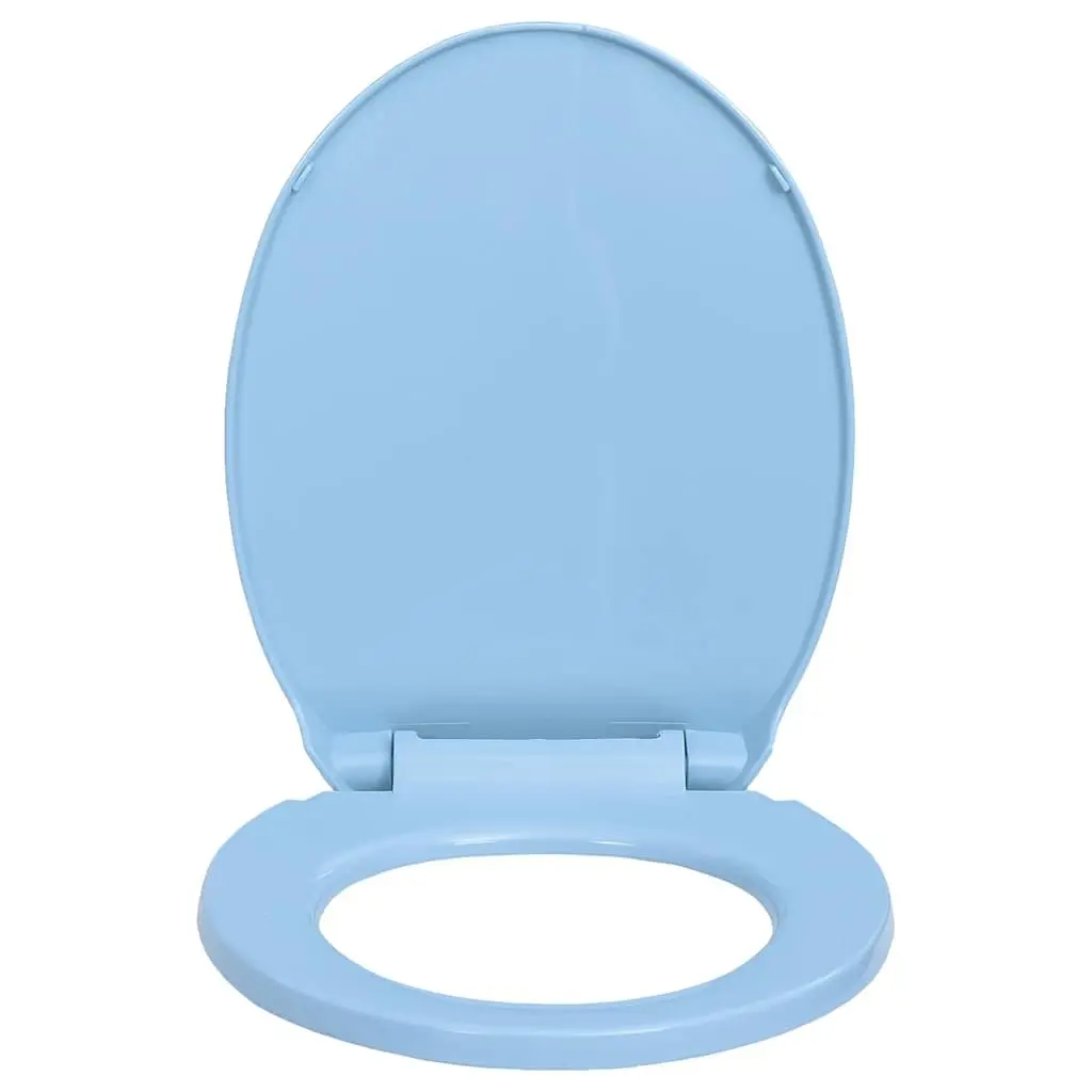 Soft-Close Toilet Seat Blue Oval Standard Bowl Bathroom Fixture Slow Close Hinge