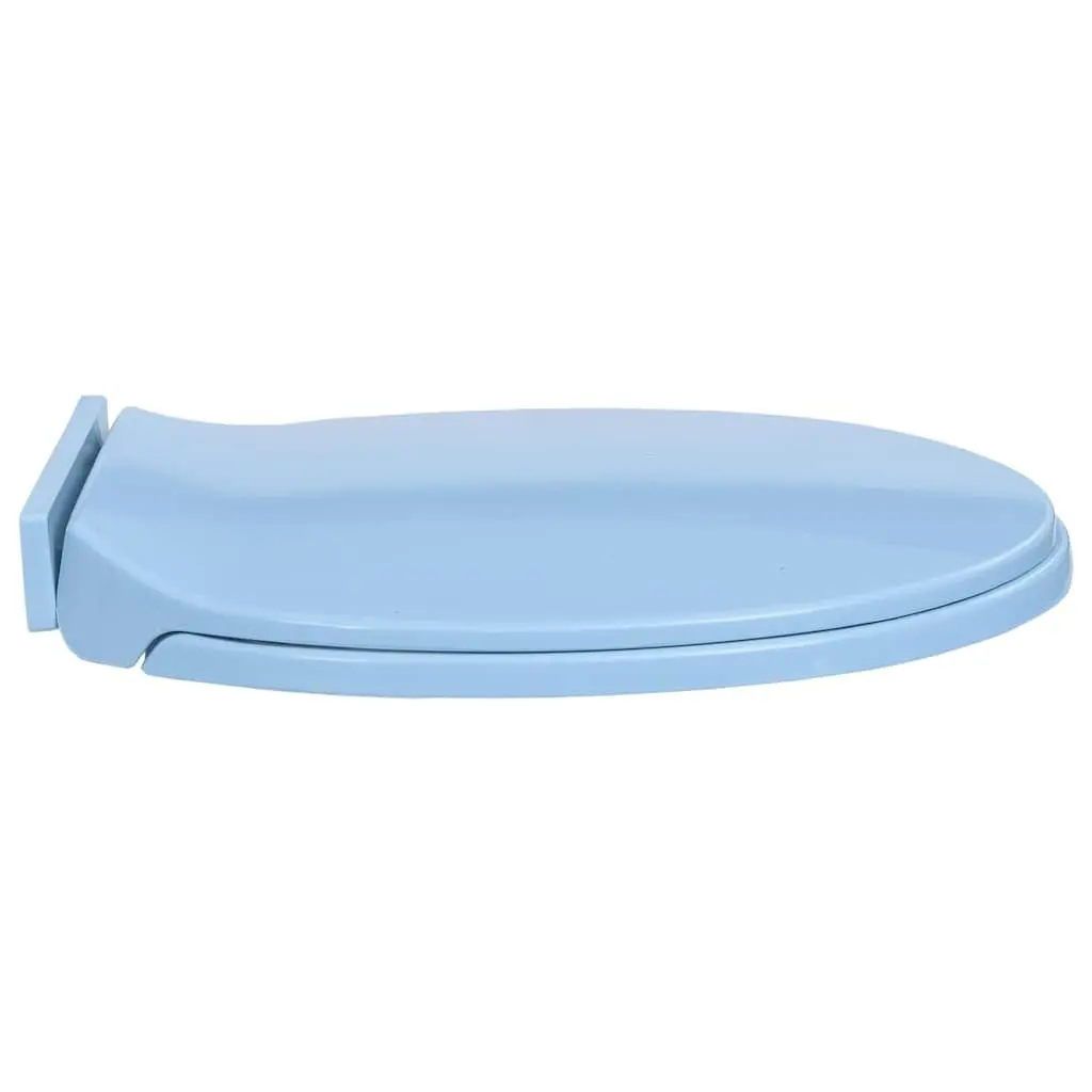 Soft-Close Toilet Seat Blue Oval Standard Bowl Bathroom Fixture Slow Close Hinge