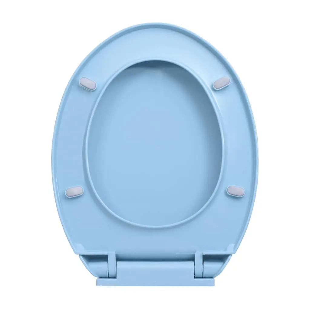 Soft-Close Toilet Seat Blue Oval Standard Bowl Bathroom Fixture Slow Close Hinge